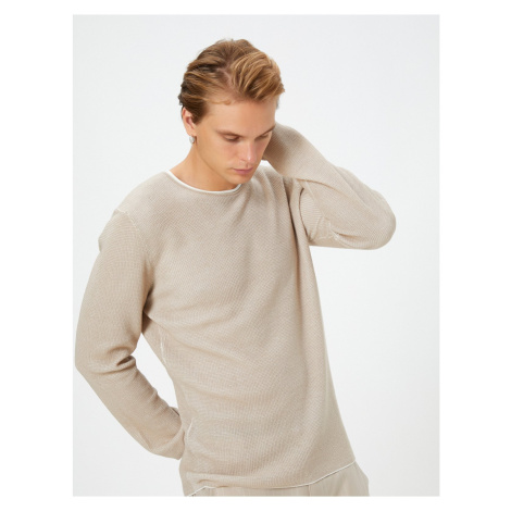 Koton Knitwear Sweater Crew Neck Textured Slim Fit Long Sleeved