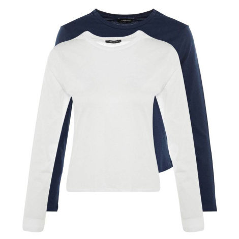 Trendyol Navy Blue-White 2-Pack Crew Neck Basic Knitted T-Shirt