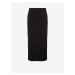 Černá žebrovaná midi sukně s rozparkem Pieces Kylie