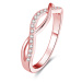 Beneto Růžově pozlacený stříbrný prsten s krystaly AGG191