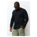 Trendyol Black Plus Size Pohodlné tričko s dlouhým rukávem ze 100% bavlny Regular / Regular Fit