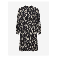 Fransa Krémovo-černé vzorované košilové šaty s tříčtvrtečním rukávem Fra - Dámské
