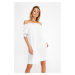 Trendyol White Carmen Collar Voile Beach Dress