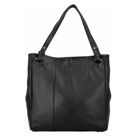 Krásná, nadčasová kožená kabelka Ines, černá Delami Vera Pelle
