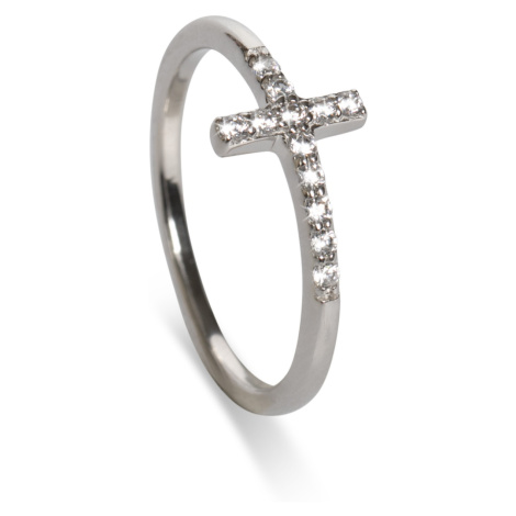 Oliver Weber Slušivý stříbrný prsten s křížkem Sanctuary 63342 57 mm