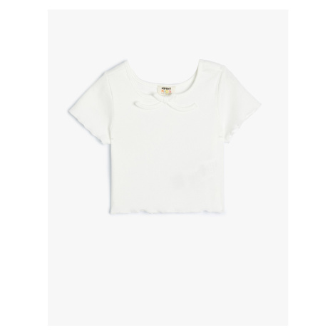 Koton Crop T-Shirt Short Sleeve Ribbed Cotton