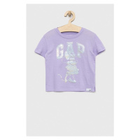 Dětské bavlněné tričko GAP x Disney fialová barva