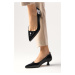 Mio Gusto Carmen Black Color Patent Leather Short Heel Shoes