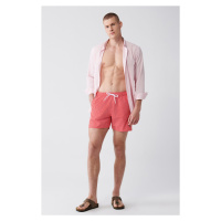 Avva Men's Red-white Quick Dry Printed Standard Size Swimwear Marine Shorts