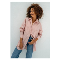 Oversize bavlněná košile MOSQUITO v růžové barvě