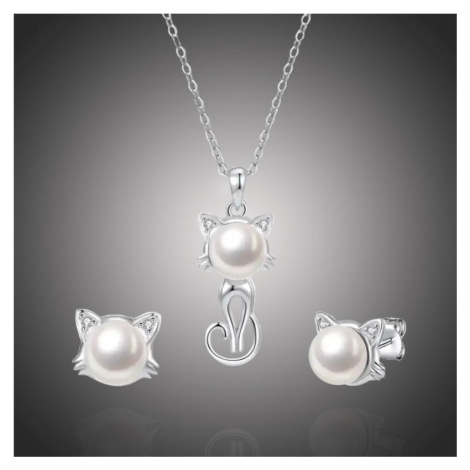 GRACE Silver Jewellery Stříbrná souprava šperků Kitty, stříbro 925/1000, kočka SET2068-YN1016 YE