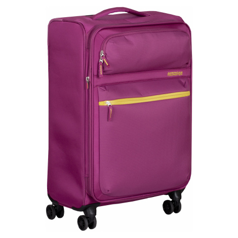 Fialový cestovní kufr na kolečkách