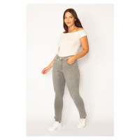 Şans Women's Plus Size Gray Lycra Skinny Jeans