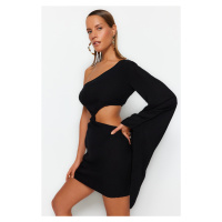 Trendyol Black Fitted Mini Woven Cut Out/Window One-Shoulder Beach Dress