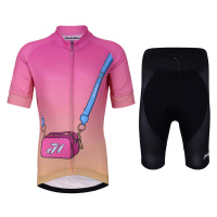 HOLOKOLO Cyklistický krátký dres a krátké kalhoty - CANDYBAG KIDS - černá/žlutá/růžová