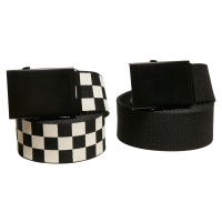 Check And Solid Canvas Belt 2-Pack black/offwhite