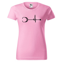 DOBRÝ TRIKO Dámské tričko s potiskem Tep stetoskop Barva: Růžová