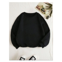 Know Women's Black Plain Crewneck Sweatshirt