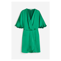 H & M - Saténové zavinovací šaty - zelená
