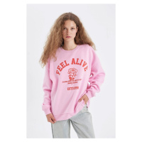 DEFACTO Oversize Fit Crew Neck Printed Thick Fabric Sweatshirt