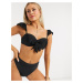 Missguided mix and match frill strap padded bikini top in black