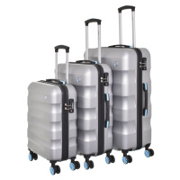 Cestovní kufry set 3ks Dielle Wave 4W S,M,L 150-13 stříbrná 169 L