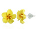 Žluté Fimo náušnice - tvar květ Plumerie