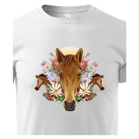 Dětské tričko pro milovníky koní - kůň s květinami BezvaTriko