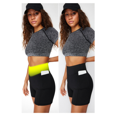 Trendyol Black 2.Extra Abdomen Collector and Short Knitted Sports Shorts Leggings with Layer