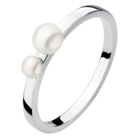 Gaura Pearls Stříbrný prsten s bílou perlou Louise, stříbro 925/1000 SK23227R/18 Stříbrná
