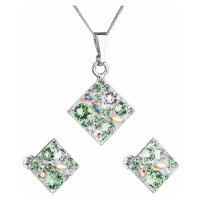Evolution Group Sada šperků s krystaly Swarovski náušnice, řetízek a přívěsek zelený kosočtverec