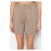 Trendyol Mink Relaxed Fit High Waist Interlock Smart Knitted Shorts