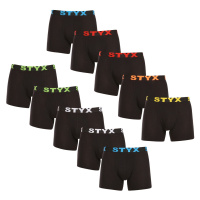 10PACK pánské boxerky Styx long sportovní guma černé