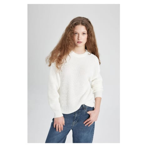 DEFACTO Women's Regular Fit Crew Neck Thessaloniki Fabric Basic Plain Knitwear Sweater