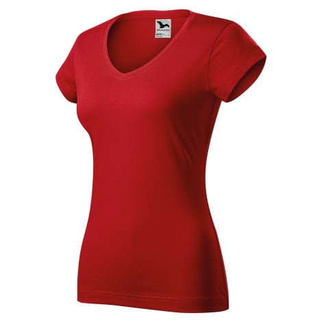 Dámské tričko s V-výstřihem zúžené, červená