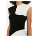 Bílo-černé dámské žebrované šaty s odhalenými zády Trendyol