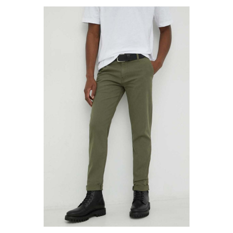 Kalhoty Levi's pánské, zelená barva, ve střihu chinos Levi´s