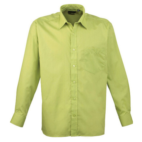 Premier Workwear Pánská košile s dlouhým rukávem PR200 Lime -ca. Pantone 382