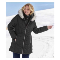 Prošívaná bunda do arktické zimy s kapucí lemovanou umělou kožešinou