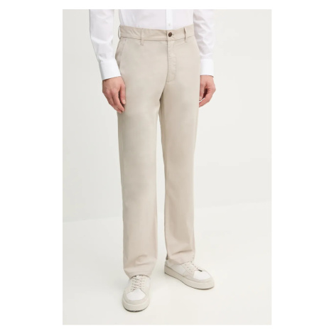Bavlněné kalhoty Michael Kors pánské, béžová barva, jednoduché, CS5304BHC2
