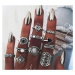 Camerazar Sada 10 Punkových Kovových Prstenů, Stříbrná Barva, Velikosti 16-18 mm