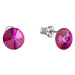 Evolution Group Náušnice bižuterie se Swarovski krystaly růžové kulaté 51037.3 fuchsia