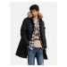 Men's long warm parka jacket with hood - black V2 OM-JALJ-0182