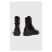 Kožené kotníkové boty AllSaints Dusty dámské, černá barva, na plochém podpatku, WF0048Z