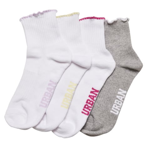 Vícebarevné holčičí ponožky s malým okrajem 4-balení vícebarevné Urban Classics