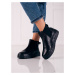Luxusní černé dámské kotníčkové boty bez podpatku