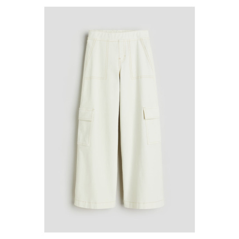 H & M - Široké kalhoty cargo - bílá H&M