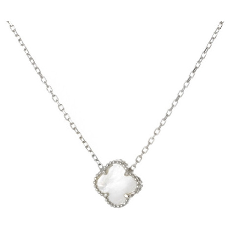 Dámský stříbrný náhrdelník čtyřlístek s perletí 74686F Silver style