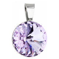 Evolution Group Stříbrný přívěsek s krystaly Swarovski fialový kulatý-rivoli 34112.3 violet