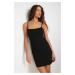 Trendyol Black Straps Stretchy Bodycone/Sliding Knitted Mini Dress